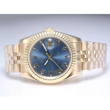 Rolex Datejust In Oro Automatico Completa Con Blue Dial-romana Marcatura