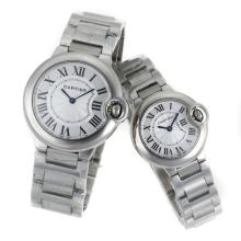 Cartier Ballon Bleu De Cartier Marcatori Romano Con Silver Dial-coppia Watch