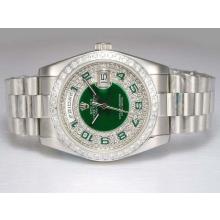 Rolex Day-Date Automatico Diamond Bezel E Quadrante Con Verde