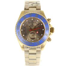 Rolex Yacht-Master II Working GMT Automatic Gold Completa Con Golden Dial-Blue Lunetta In Ceramica