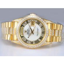 Rolex Day-Date In Oro Automatico Completo Con Diamond Bezel E Marcatura-MOP Dial