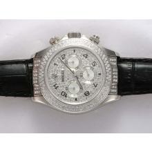 Rolex Daytona Cronografo Asia Valjoux 7750 Movimento Con Diamond Bezel E Dial