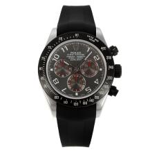Rolex Daytona Cronografo Asia Valjoux 7750 Movimento PVD Lunetta Con Grigio Dial-cinturino In Caucciù Nero