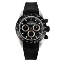 Rolex Daytona Cronografo Asia Valjoux 7750 Movimento PVD Lunetta Con Black Dial-cinturino In Gomma