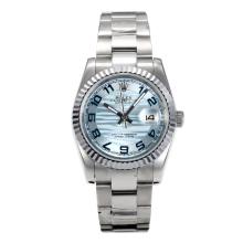Rolex Datejust Automatic Number Marcatori Con Luce Blu Waved Dial S / S