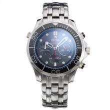 Omega Seamaster Working Chronograph Ceramic Bezel with Black Dial S/S-1