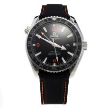 Omega Seamaster Working GMT Automatic Ceramic Bezel with Black Dial-Rubber Strap
