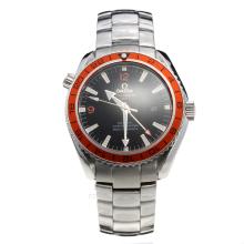Omega Seamaster Working GMT Automatic Orange Bezel with Black Dial S/S(Gift Box is Included) 