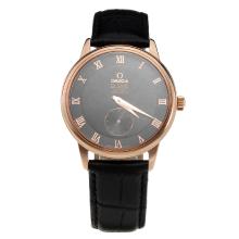 Omega De Ville Automatic Rose Gold Case with Black Dial-Leather Strap-6