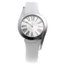 Piaget Limelight with Silver Dial-White Leather Strap