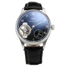 IWC Portuguese Tourbillon Manual Winding with Black Dial-Leather Strap