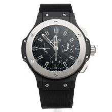 Hublot Big Bang Chronograph Asia Valjoux 7750 Movement PVD Case with Black Dial-Rubber Strap