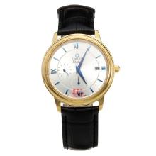 Omega De Ville Gold Case with White Dial-Leather Strap-2