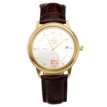 Omega De Ville Gold Case with White Dial-Leather Strap-1