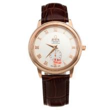Omega De Ville Automatic Rose Gold Case with White Dial-Leather Strap