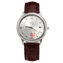 Omega De Ville with Silver Dial-Leather Strap-1