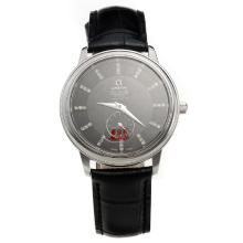 Omega De Ville Automatic with Black Dial-Leather Strap-2