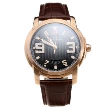 Blancpain MIYOTA 9015 Automatic Movement Rose Gold Case with Black Dial-Leather Strap