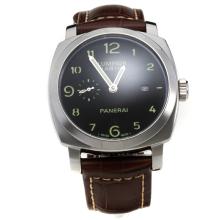 Panerai Luminor Marina Asia Valjoux 7750 Movement Green Number Markers with Black Dial-Leather Strap-1