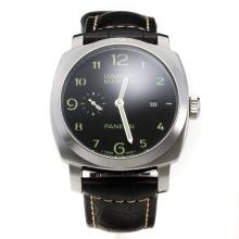 Panerai Luminor Marina Asia Valjoux 7750 Movement Green Number Markers with Black Dial-Leather Strap