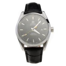 Omega Seamaster Automatic with Black Dial-Leather Strap-1