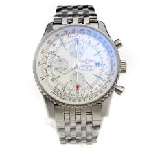 Breitling Navitimer Working GMT Chronograph Asia Valjoux 7751 Movement with White Dial S/S