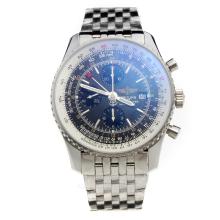 Breitling Navitimer Working GMT Chronograph Asia Valjoux 7751 Movement with Black Dial S/S