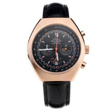 Omega Speedmaster Working Chronograph Rose Gold Case With Black Dial-Orange Edition
