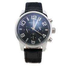 Montblanc Time Walker Automatic With Black Dial-Black Leather Strap