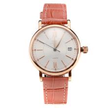 IWC Portofino Rose Gold Case White Dial with Pink Leather Strap-Lady Size
