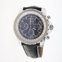 Breitling Bentley 6.75 Big Date Chronograph Asia Valjoux 7750 Movement with Blue Dial-Leather Strap