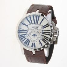 Roger Dubuis Excalibur Automatic with White Dial-Leather Strap-1