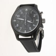 IWC Pilot Chronograph Asia Valjoux 7750 Movement PVD Case with Black Dial