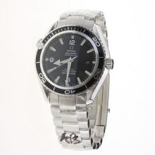 Omega Seamaster Swiss ETA 2836 Movement White Markers with Black Dial S/S-Carved Movement