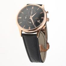 Omega Globemaster Working Chronograph Rose Gold Case with Black Dial-Leather Strap-1
