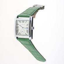 Cartier Tank White Dial with Green Leather Strap
