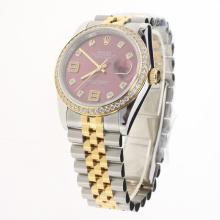 Rolex Datejust Swiss ETA 2836 Movement Two Tone Diamond Bezel and Markers with Purple Dial-Same Chassis as Swiss Version
