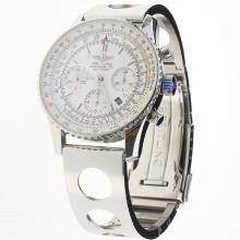 Breitling Navitimer Chronograph Asia Valjoux 7750 Movement Stick Markers with White Dial S/S-3