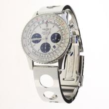 Breitling Navitimer Chronograph Asia Valjoux 7750 Movement Stick Markers with White Dial S/S-1