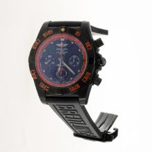 Breitling Chronomat Evolution Chronograph Asia Valjoux 7750 Movement PVD Case with Black Dial-Rubber Strap