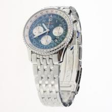 Breitling Navitimer Chronograph Asia Valjoux 7750 Movement Number Markers with Blue Dial S/S