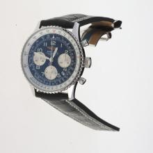 Breitling Navitimer Chronograph Asia Valjoux 7750 Movement Number Markers with Black Dial-Leather Strap