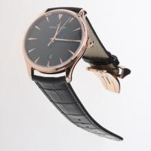 Jaeger-Lecoultre Master Control MIYOTA 9015 Automatic Rose Gold Case with Black Dial-Leather Strap