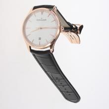 Jaeger-Lecoultre Master Control MIYOTA 9015 Automatic Rose Gold Case with Silver Dial-Leather Strap