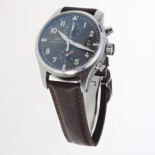 IWC Pilot Chronograph Asia Valjoux 7750 Movement with Black Dial-Leather Strap-3