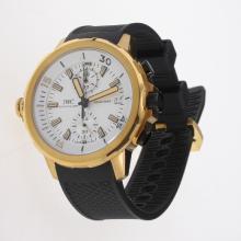 IWC Aquatimer Working Chronograph Gold Case Yellow Markers with White Dial-Rubber Strap