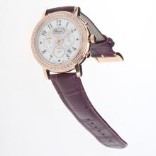 Chopard Imperiale Working Chronograph Rose Gold Case Diamond Bezel with MOP Dial-Purple Leather Strap