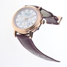 Chopard Imperiale Working Chronograph Rose Gold Case with Purple MOP Dial-Purple Leather Strap