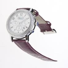 Chopard Imperiale Working Chronograph Diamond Bezel with MOP Dial-Purple Leather Strap