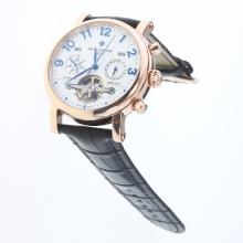 Patek Philippe Perpetual Calendar Tourbillon Automatic Rose Gold Cae with White Dial-Leather Strap-3